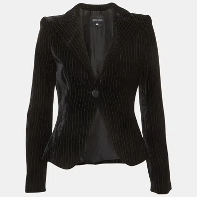 Giorgio Armani Black Striped Velvet Blazer