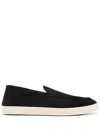 Giorgio Armani Almond Toe Leather Sneaker With Braid Detailing In Black