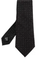Giorgio Armani Pointed Tip Patterned Silk Tie In Black