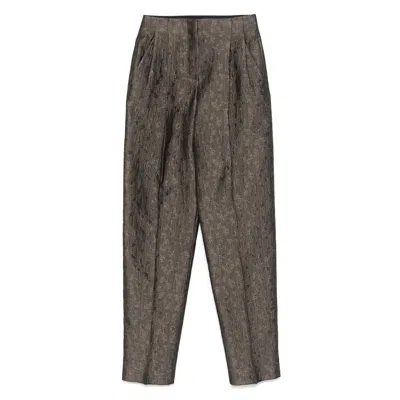 Giorgio Armani Jacquard Silk And Wool Single-pleat Trousers In Multi