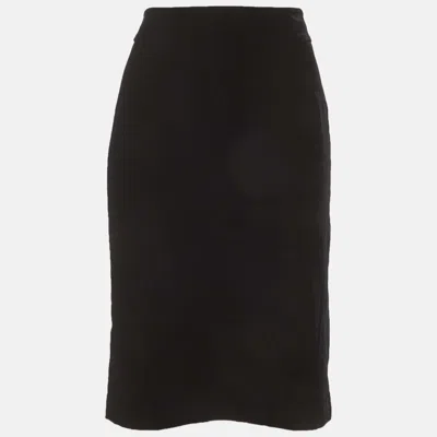 Pre-owned Giorgio Armani Black Velvet Pencil Skirt M