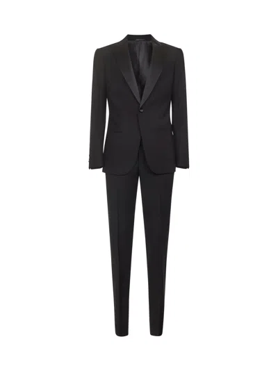 GIORGIO ARMANI BLACK VIRGIN WOOL TUXEDO SUIT