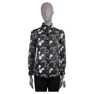 Pre-owned Giorgio Armani Black Viscose Floral Fil Coupe Button-up Shirt 40 S