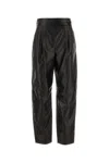 Giorgio Armani Black Leather Pant In Black