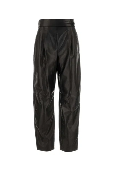 GIORGIO ARMANI BLACK WIDE LEG LEATHER PANT