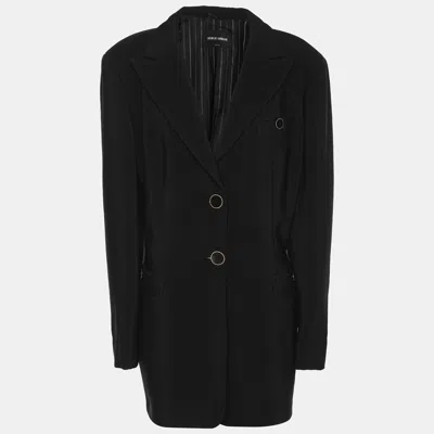 Pre-owned Giorgio Armani Black Wool Blend Blazer Xl