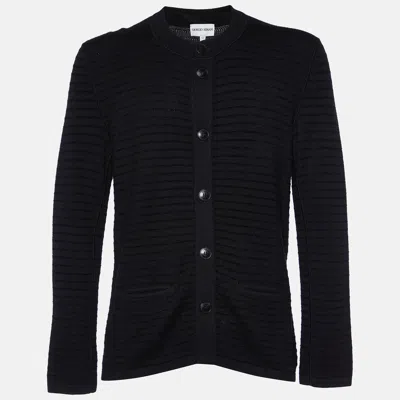 Pre-owned Giorgio Armani Black Wool Knit Button Front Cardigan Xl