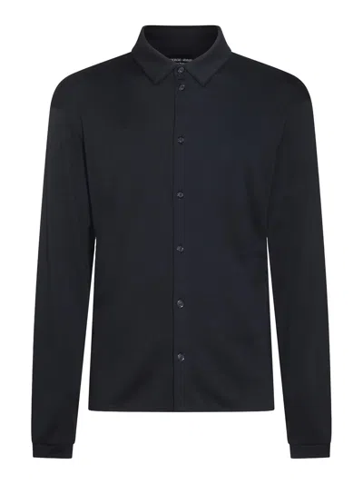 GIORGIO ARMANI BLACK WOOL SHIRT