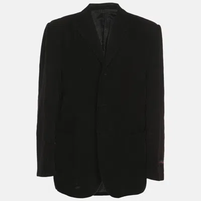 Pre-owned Giorgio Armani Black Wool Single Breasted Blazer Xxl