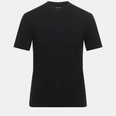 Pre-owned Giorgio Armani Black Zig Zag Knit Crew Neck T-shirt 4xl (it 60)