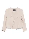 Giorgio Armani Cropped Sand Beige Jacket With Concealed Fastening And Rear Vent In Beige