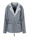 Giorgio Armani Single-breasted Jacket In Wool And Cashmere Double Cloth In Gray