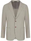 Giorgio Armani Upton Line Single-breasted Jacket In Linen Canvas In Beige