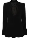 Giorgio Armani Single-breasted Ruffled Blazer In Black  