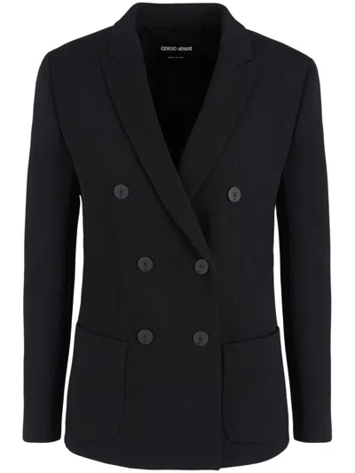 Giorgio Armani Notched-lapels Double-breasted Blazer In Black