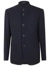 Giorgio Armani Guru Wool Single-breasted Jacket In Blue