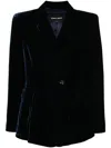 Giorgio Armani Single-breasted Velvet Blazer In Blue