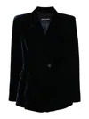 Giorgio Armani Single-breasted Velvet Blazer In Blue