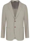 Giorgio Armani Upton Line Single-breasted Jacket In Linen Canvas In Beige