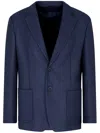 Giorgio Armani Single-breasted Wool Blazer In Blue