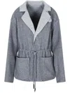 Giorgio Armani Single-breasted Jacket In Wool And Cashmere Double Cloth In Brown
