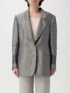 Giorgio Armani Animalier Silk Jacquard Single-breasted Blazer Jacket In Charcoal