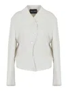 Giorgio Armani Collarless Drop-shoulder Jacket In Grey