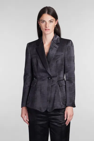 Giorgio Armani Floral-appliqué Blazer In Black