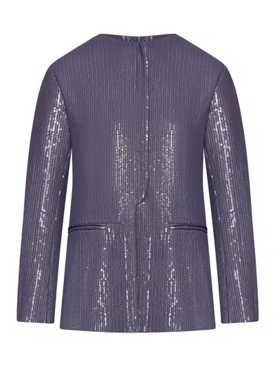 Giorgio Armani Women Blazer In Fabric Embroidered With Sequins With A Degraded Effect In Blue
