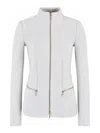 Giorgio Armani Fitted Zip-up Jacket In Crema