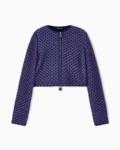 Giorgio Armani Blazer Jackets Full Zip Braided Knit In Silk And Mohair In Purple
