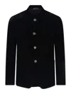 Giorgio Armani Velvet Texture Front Pockets Long Sleeves In Black