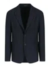 Giorgio Armani Raised-seam Striped Single-breasted Blazer In Black