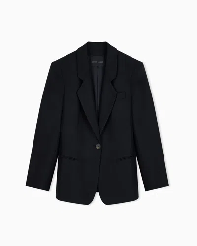Giorgio Armani Blazer New Normal Regular Fit In Wool And Cashmere Flannel In Black