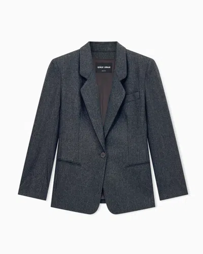 Giorgio Armani Blazer New Normal Regular Fit In Wool And Cashmere Flannel In Gray