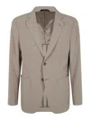 Giorgio Armani Upton Line Single-breasted Jacket In Linen Canvas In Nude & Neutrals