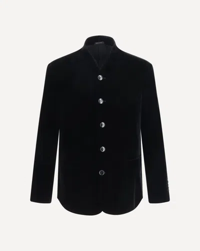 Giorgio Armani Blazer One Shot In Stretch Viscose And Cupro Velvet In Black