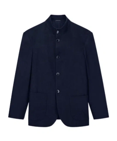 Giorgio Armani Blazer One Shot Regular Fit In Fluid Virgin Wool In Blue