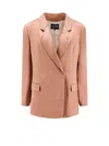 Giorgio Armani Women Double-breasted Satin Blazer In Pink