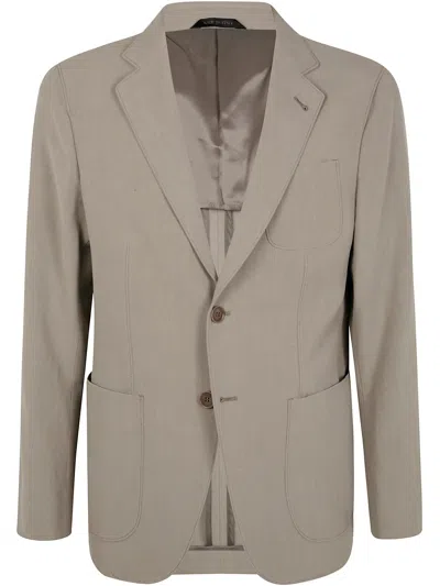 Giorgio Armani Upton Line Single Breasted Linen Jacket In Multicolor