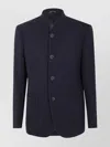 Giorgio Armani Blazer Textured Fabric Front Pockets In Blue