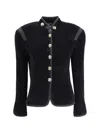 Giorgio Armani Women Silk Blazer With Decorative Metal Shank Buttons In Black