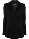 Giorgio Armani Single-breasted Ruffled Blazer In Black
