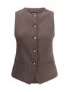 Giorgio Armani Women Single-breasted Hemp And Viscose Vest In Gray