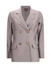 Giorgio Armani Pinstripe Double-breasted Blazer In Brown