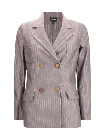 Giorgio Armani Women Double-breasted Blazer In Brown
