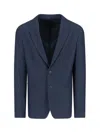 Giorgio Armani Tailored Jacket Textured Fabric In Blue