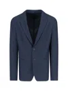 Giorgio Armani Tailored Jacket Textured Fabric In Blue