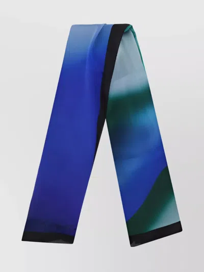 Giorgio Armani Block Design Silk Scarf With Gradient Pattern In Blue