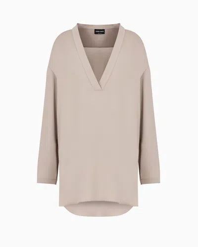 Giorgio Armani Blouse In Triple Silk Georgette In Beige